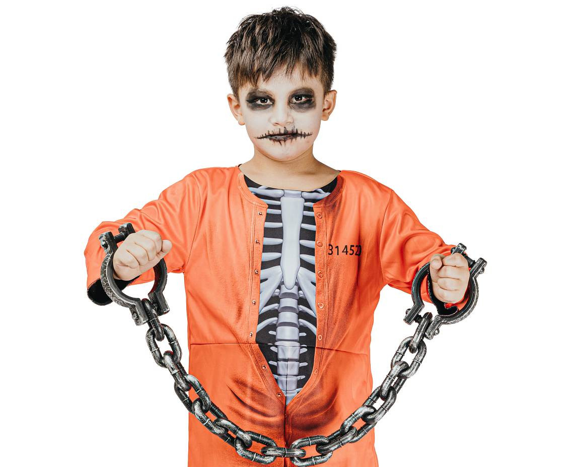 Costume for child Prison Skeleton (double sided jumpsuit), size 110/120 cm EOL